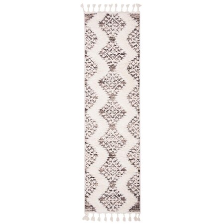 Safavieh 11 x 15 ft. Moroccan Tassel Shag Abstract Rectangle Area Rug - Ivory & Brown MTS652A-1115